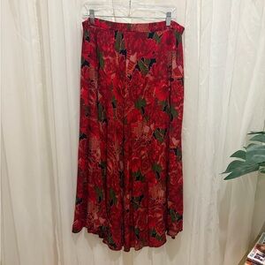 Vintage 90’s No Tags Red and Green Floral Maxi Skirt size XL